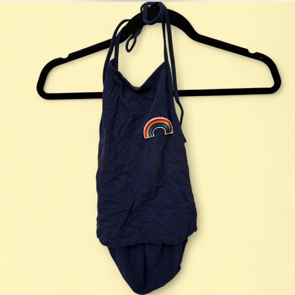 Navy Blue Halter Crop Top